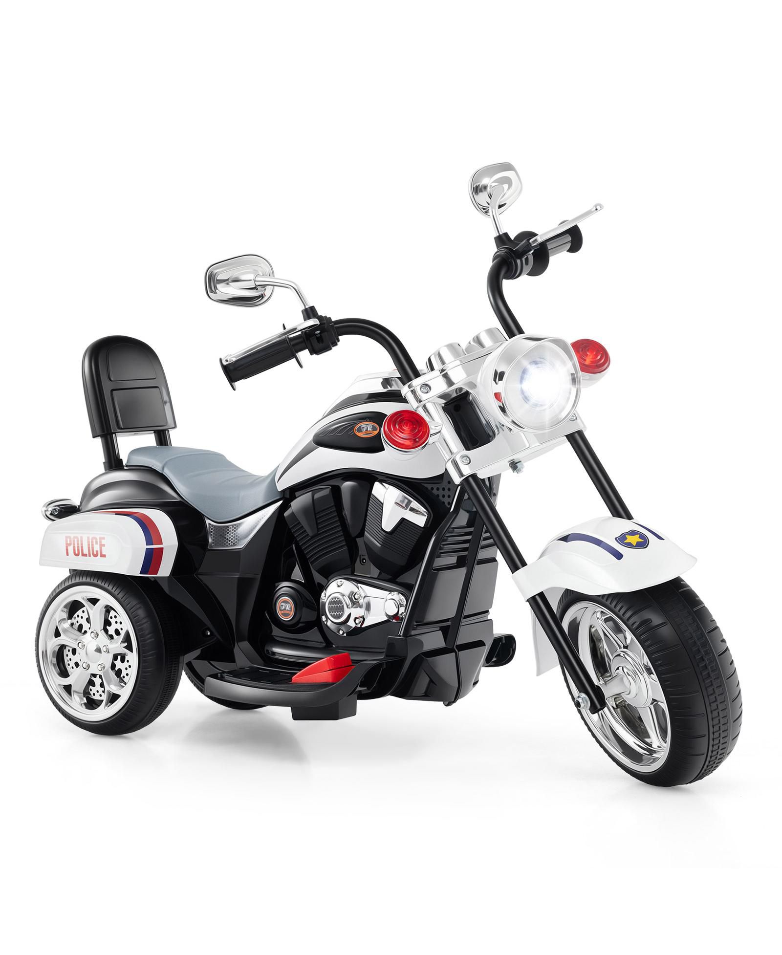Детский игрушечный мотоцикл HONGGE 6V с фарой и гудком, Black&White