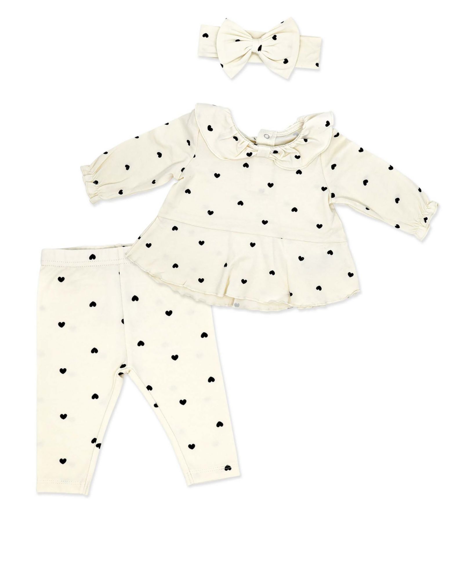 Комплект из 3 предметов для девочек Baby Mode Tiny Hearts Print Top, Leggings and Headband