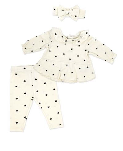 Комплект из 3 предметов для девочек Baby Mode Tiny Hearts Print Top, Leggings and Headband