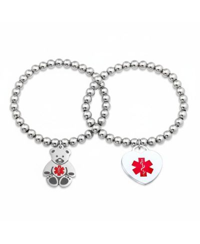Комплект медицинских браслетов Bling Jewelry с подвесками в виде сердца