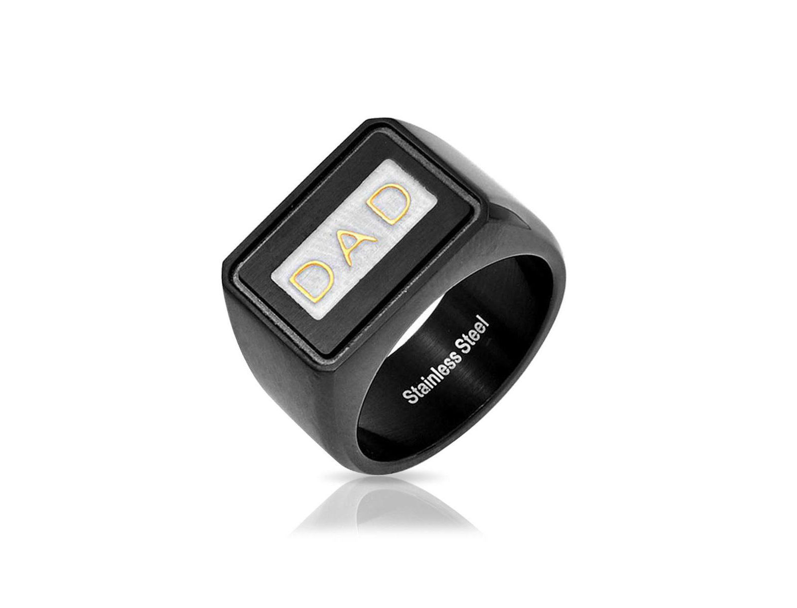 Кольцо-печатка Bling Jewelry Square Word DAD из нержавеющей стали