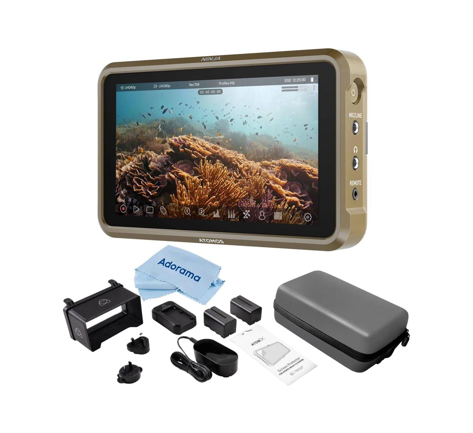 Монитор-рекордер Atomos Ninja V 5" Touchscreen 1980x1080 4K HDMI в комплекте с Atomos Power Kit и салфеткой из микрофибры