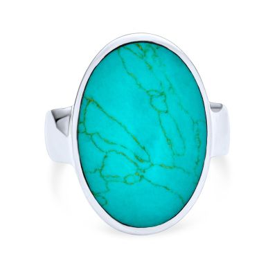 Кольцо Bling Jewelry с натуральным голубым бирюзовым камнем, серебро 925 Sterling Silver