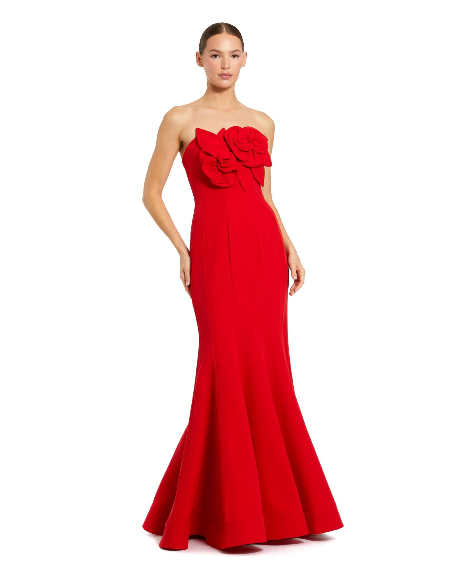 Вечернее платье Mac Duggal Women's Crepe Strapless Mermaid Gown With 3D Flowers