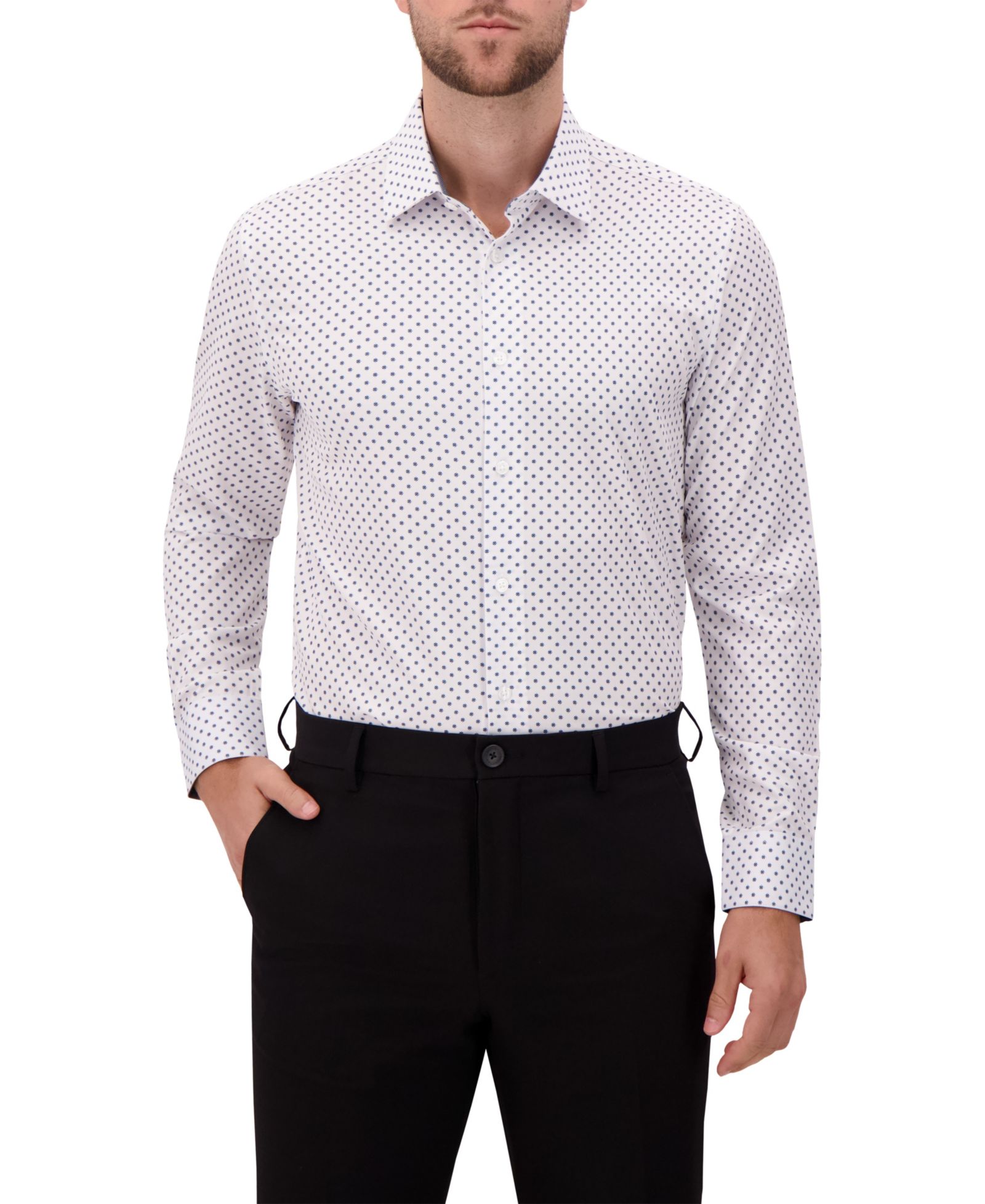 Report Collection Men's 4-Way Geometric-Print Button-Front Woven Dress Shirt