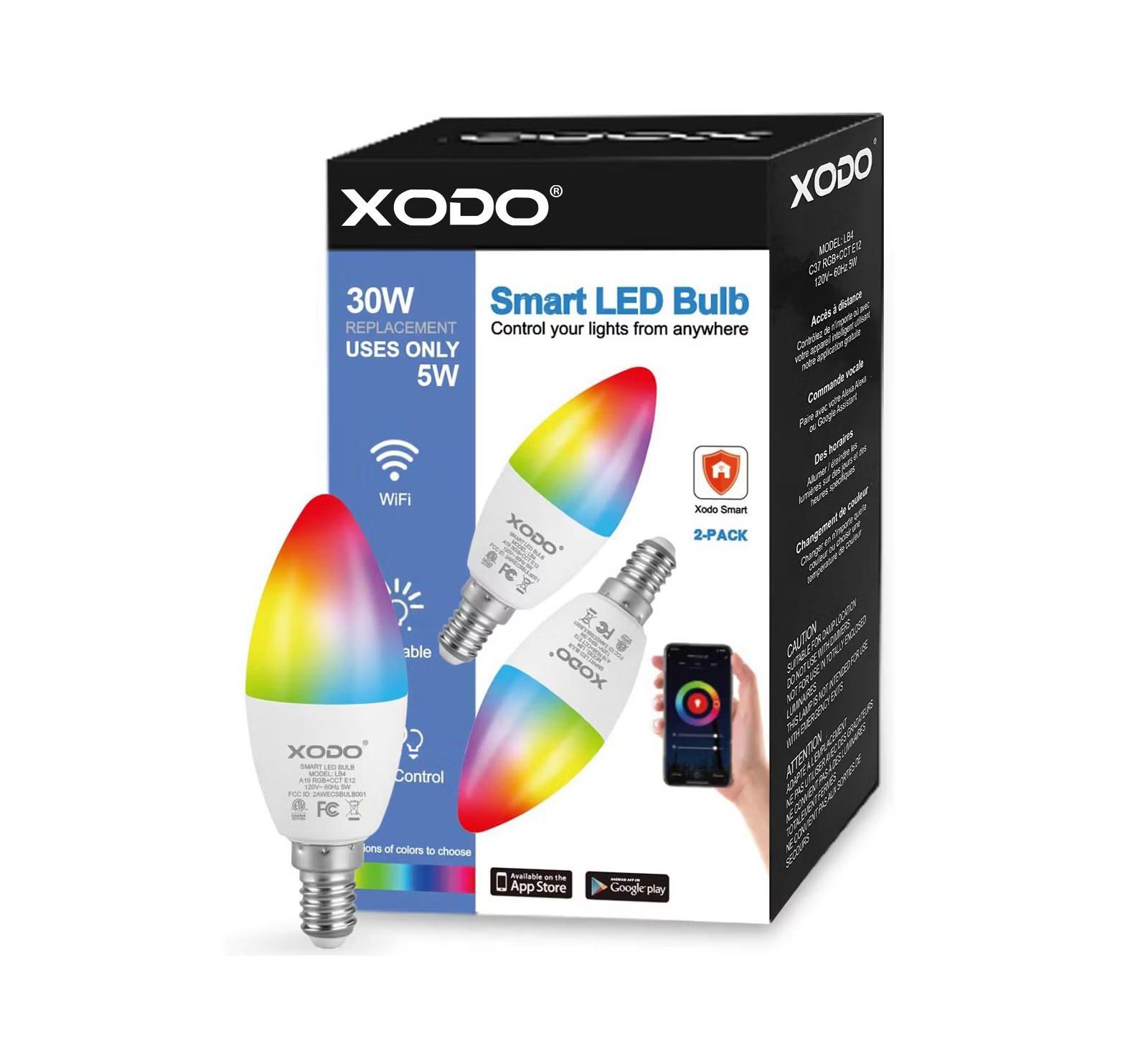 Contixo LB4 Smart Wi-Fi A19 Candelabra LED Bulbs, Dimmable, App & Voice Control (2-Pack)