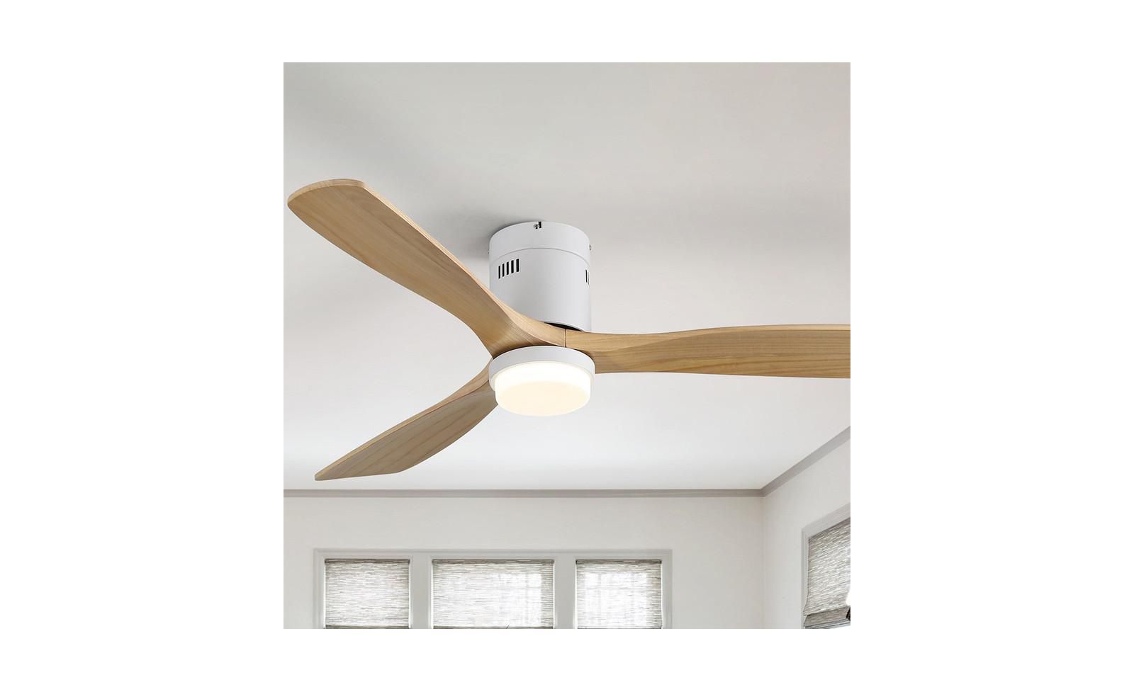 52-inch Modern White 3-Blade Light Ceiling Fan with Remote Control and Supporting Mobile Device Connection