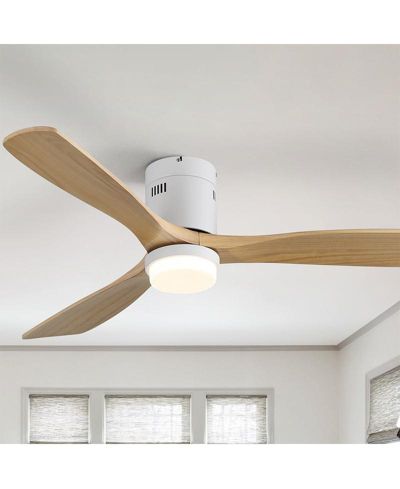 52-inch Modern White 3-Blade Light Ceiling Fan with Remote Control and Supporting Mobile Device Connection