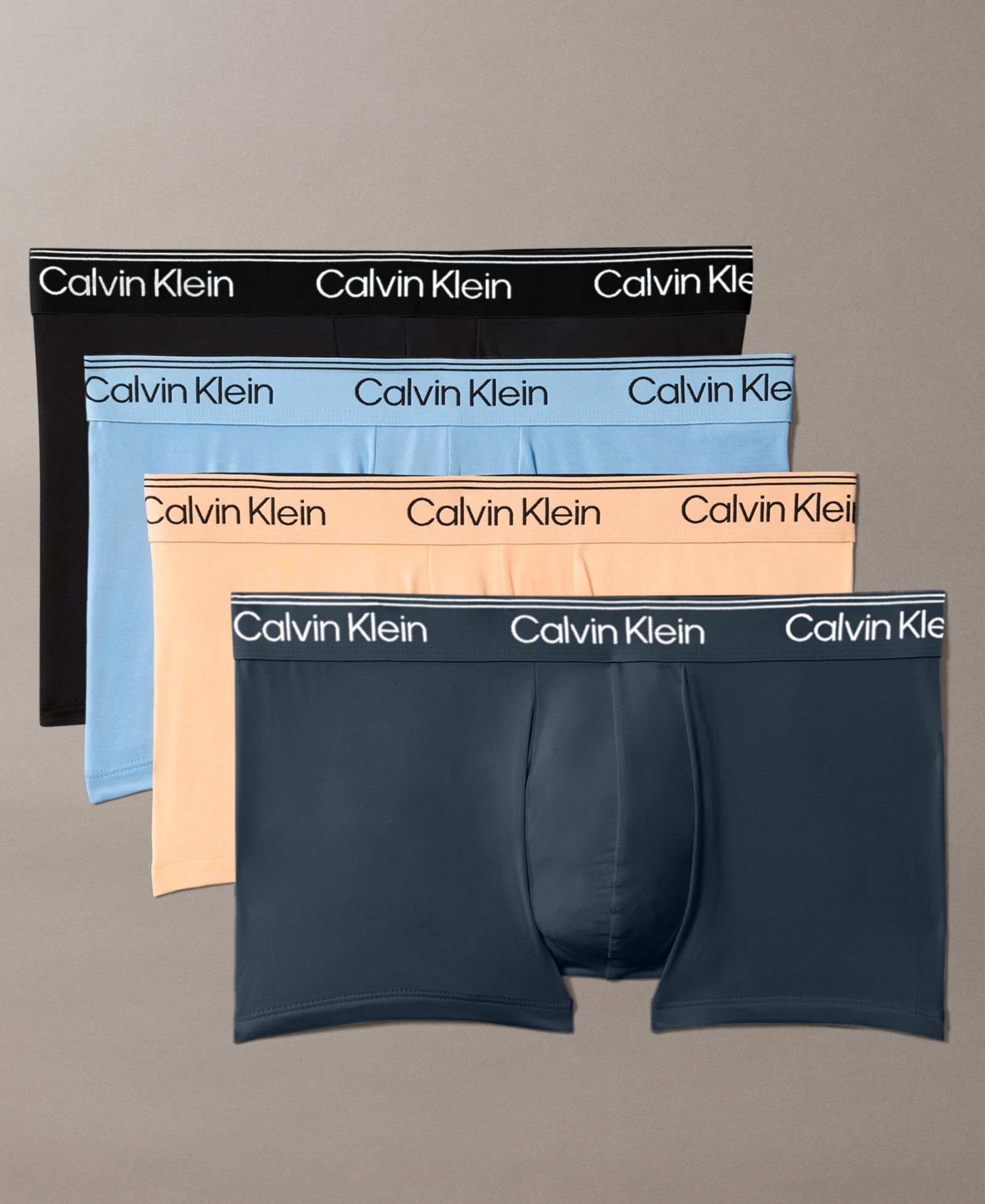 Calvin Klein Men's Microfiber Stretch Low Rise Trunks Underwear, 4-Pack