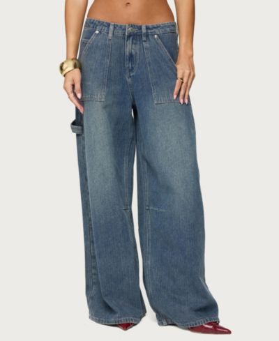Edikted Women's Jaycee Low Rise Baggy Carpenter Jeans
