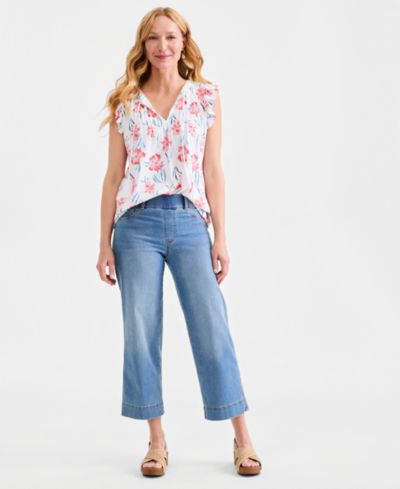 Style & Co Women's High Rise Pull-On Cropped Jeans, Macy's Exclusive