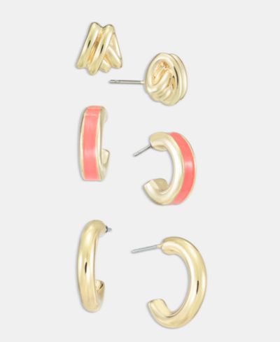 On 34th Набор из 3 пар серег Knot Stud & Hoop