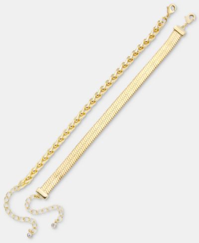 Набор из 2-х браслетов On 34th Herringbone и Wheat Chain Flex