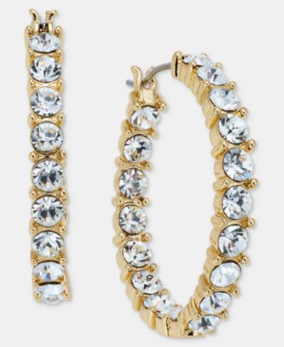 On 34th Medium Pavé Hoop Earrings, 1.2", Macy's Exclusive