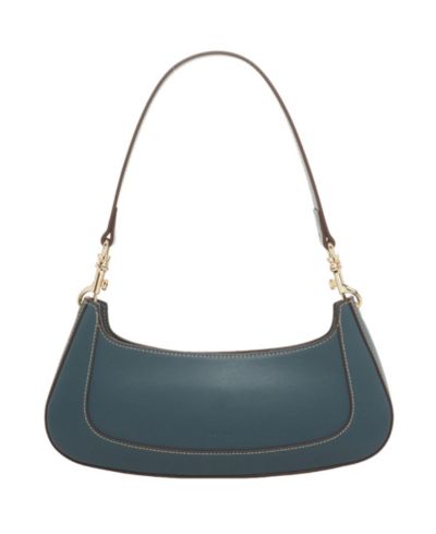 Сумка через плечо SUSU East West Teal Blue Leather Baguette