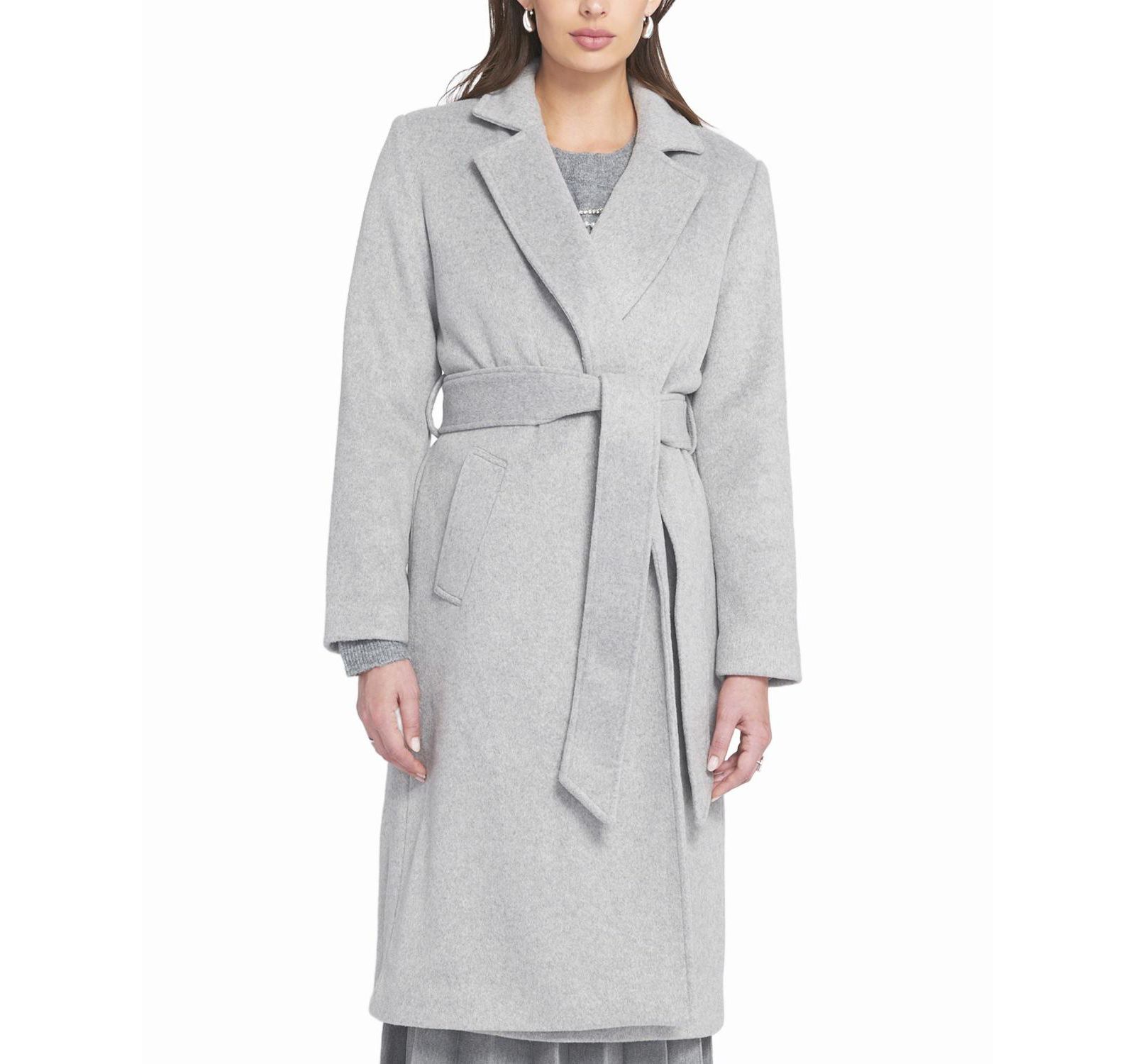 ELLE Collection Women's Melton Wrap Coat Belted/Wrap