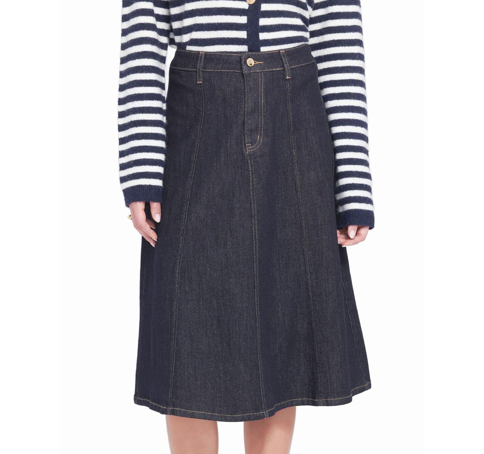 ELLE Collection Women's Denim Midi Skirt