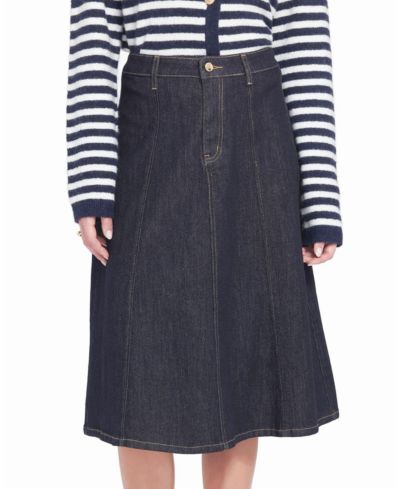 ELLE Collection Women's Denim Midi Skirt