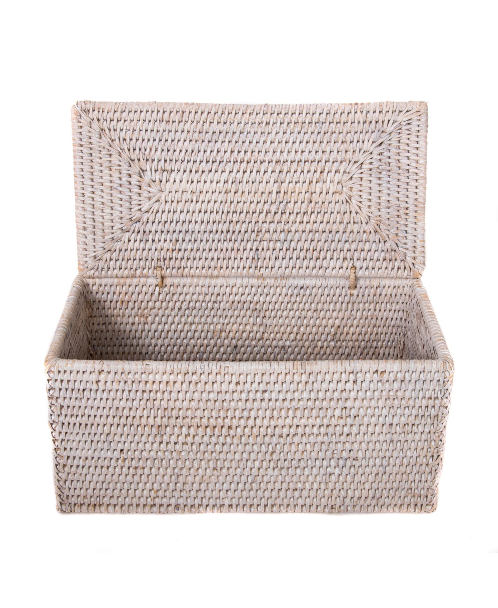 Artifacts Rattan Rectangular Double Toilet Roll Holder with Hinged Lid