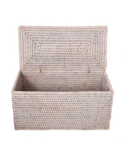 Artifacts Rattan Rectangular Double Toilet Roll Holder with Hinged Lid