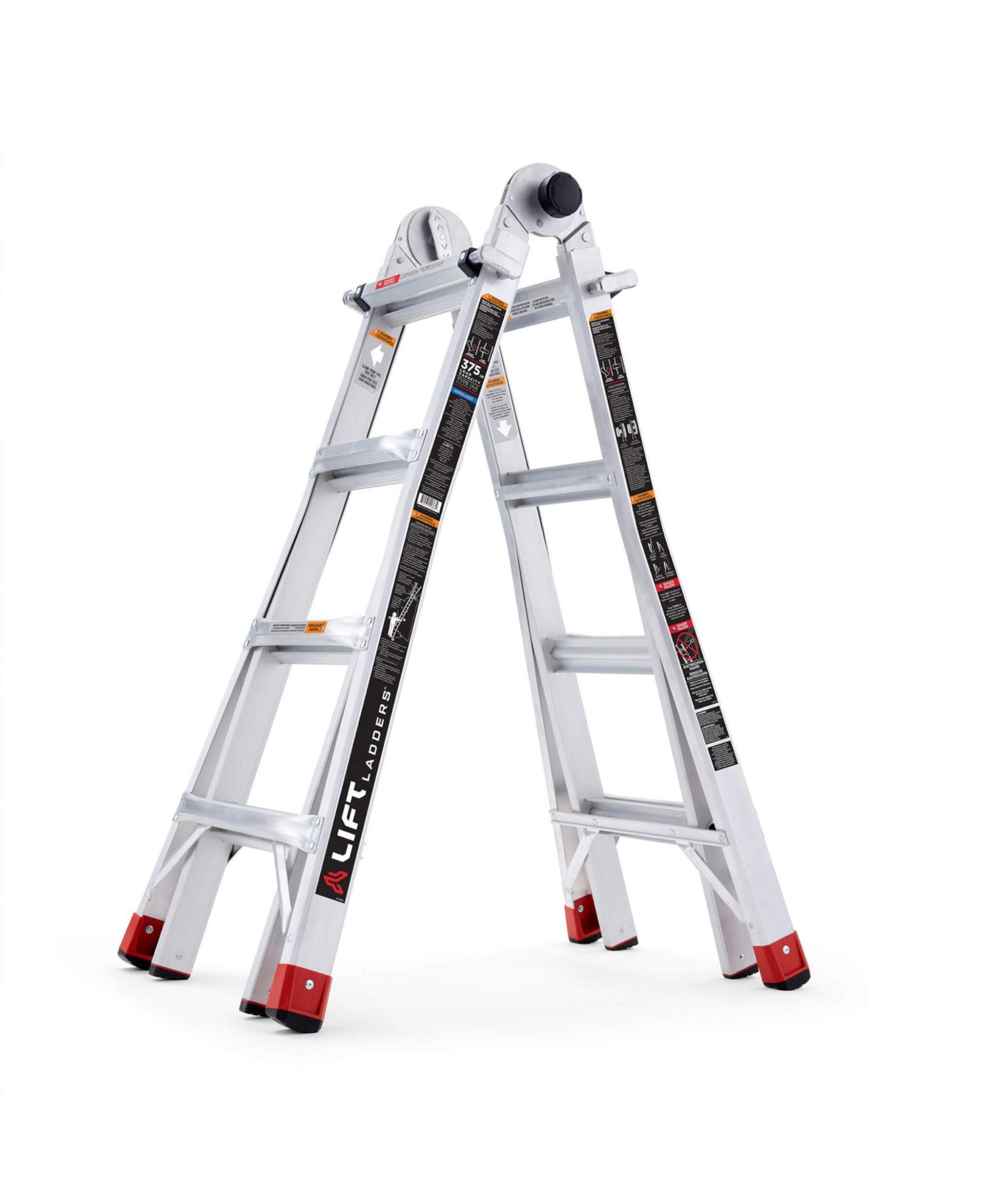 Алюминиевая стремянка Lift Ladders 18 Foot Reach 5 in 1 многофункциональная, серебристая