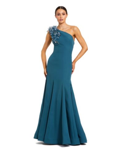Женское вечернее платье Mac Duggal с 3D-деталями в виде цветов из крепа с открытым плечом