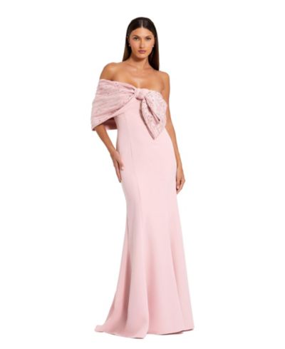 Вечернее платье Mac Duggal Women's Beaded Off-the-Shoulder Satin Trumpet
