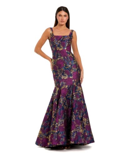 Женское вечернее платье Mac Duggal с цветочной вышивкой и силуэтом «русалка»
