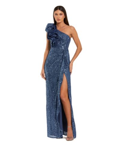 Mac Duggal Женское вечернее платье с открытым плечом и пайетками