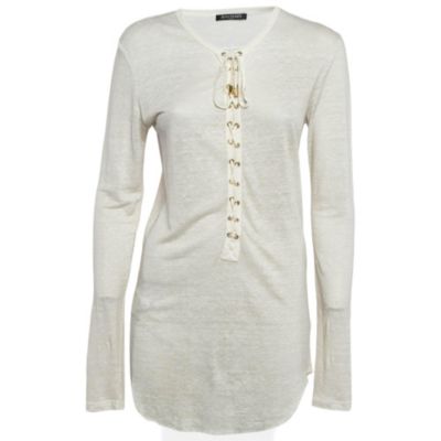 Женский топ Pre-Owned Balmain из льна с кружевом, кремовый