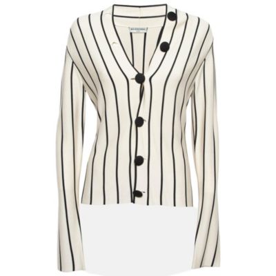 Pre-Owned Balenciaga Women's Cream Striped Silk Knit Cardigan