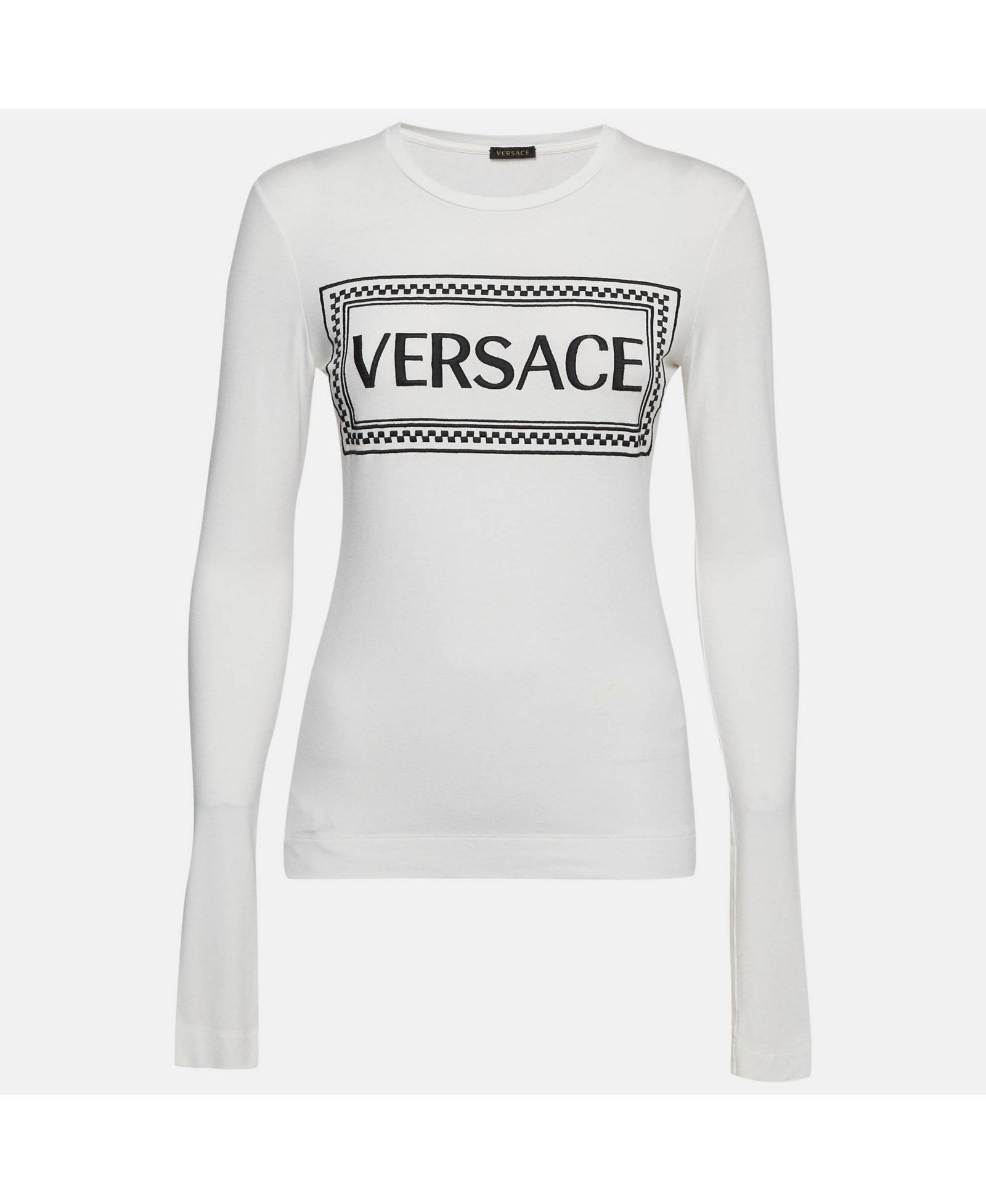 Женская футболка Versace с принтом логотипа и длинным рукавом