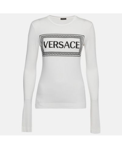 Женская футболка Versace с принтом логотипа и длинным рукавом