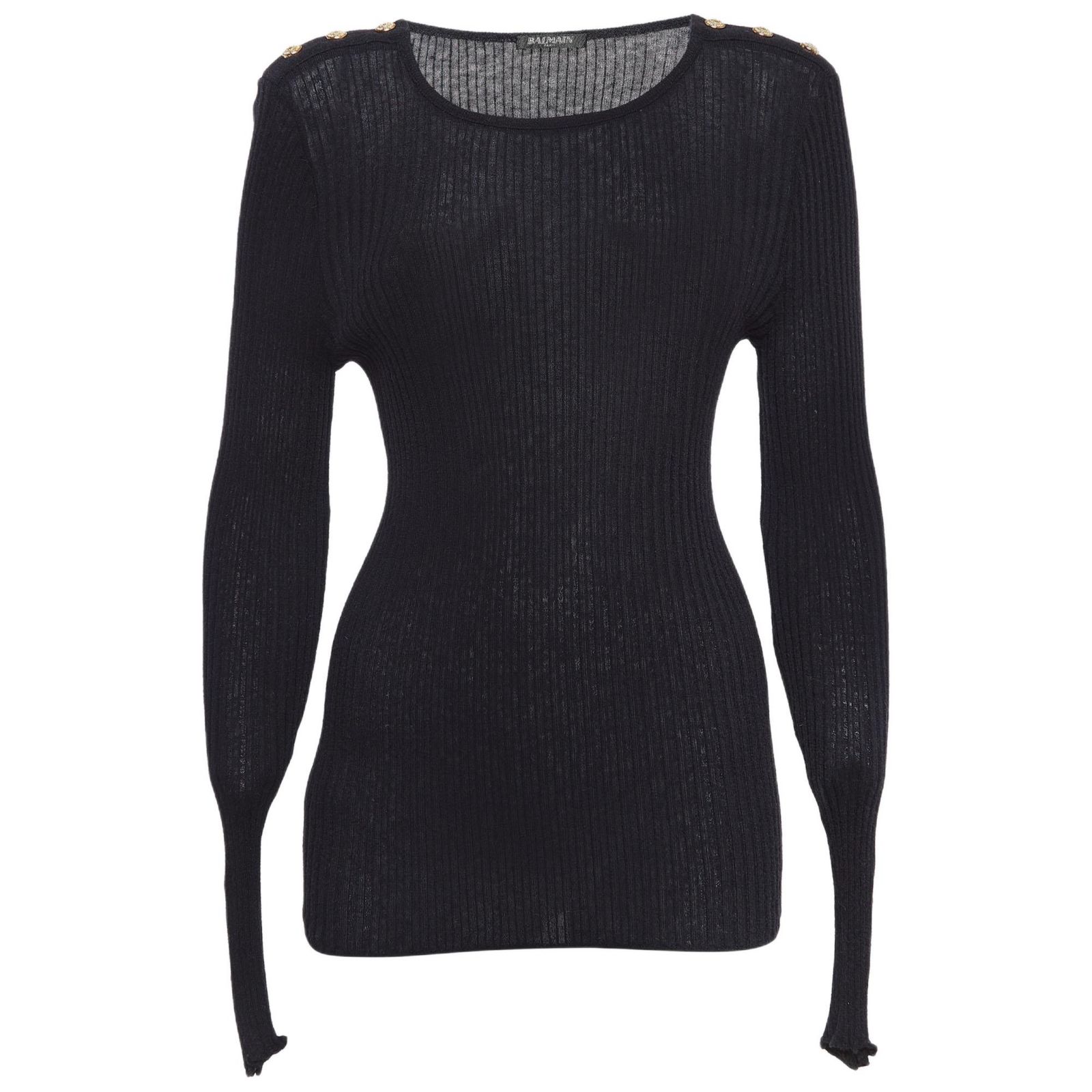 Женский свитер Pre-Owned Balmain Black Rib Knit Button Detail