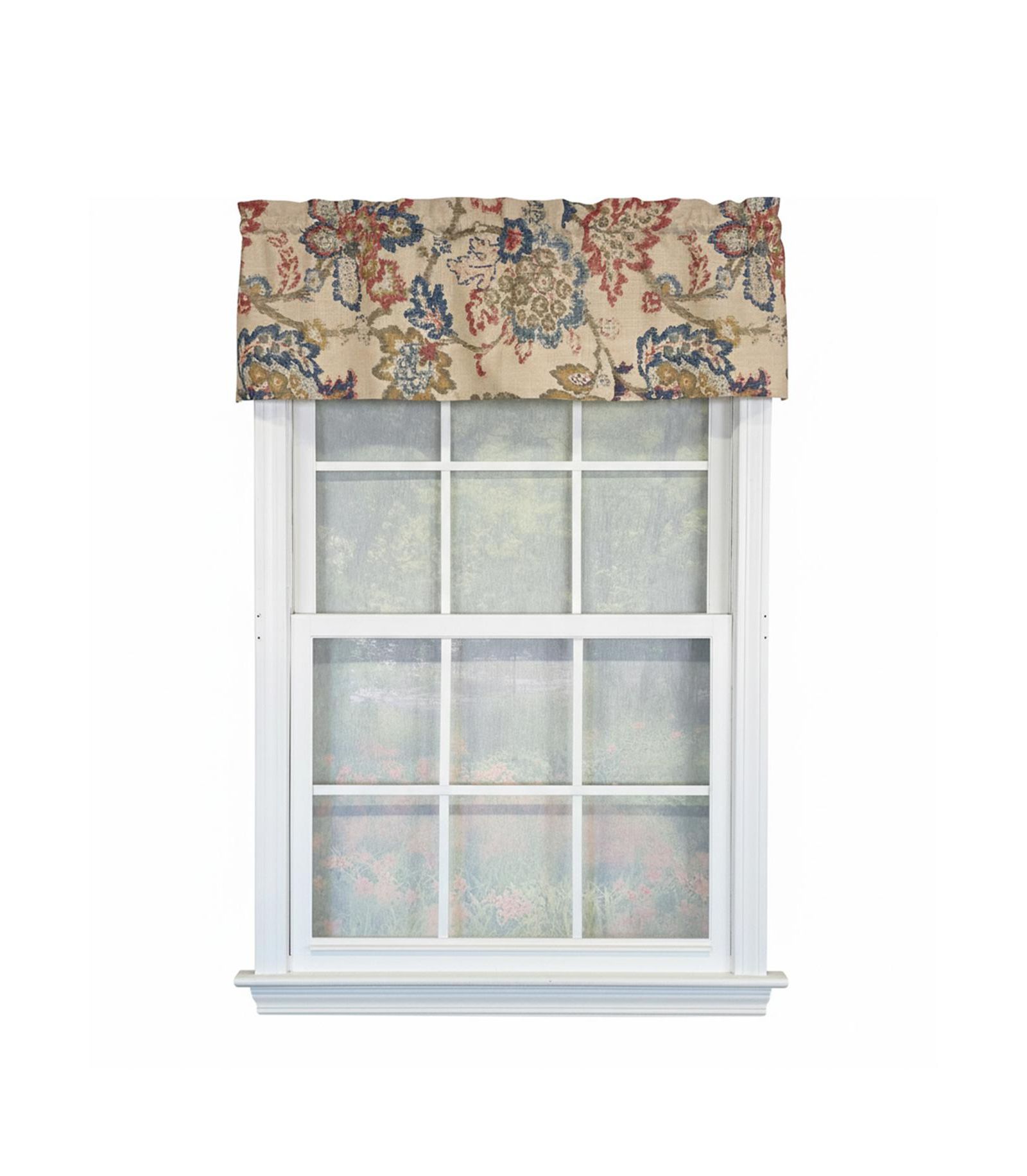 RLF Home 100% Cotton High Quality Silvia Tailored Window Valance with 1.5" Rod Pocket 50" W X 12" L Multi
