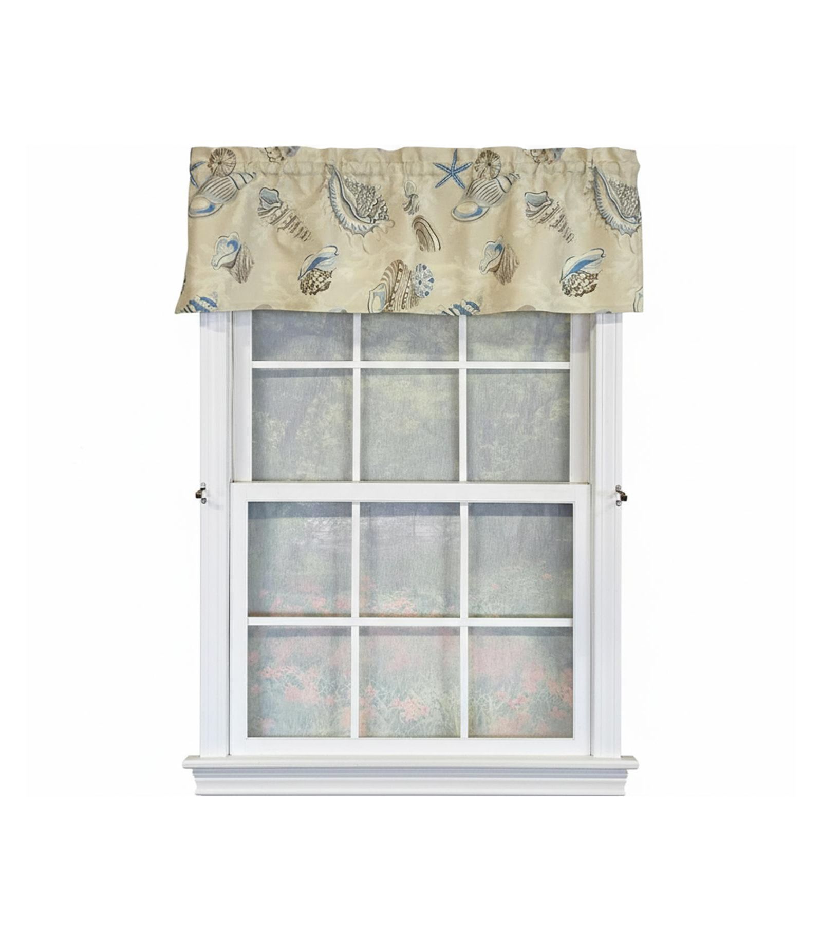 RLF Home 100% Cotton High Quality Beachbound Tailored Window Valance with 1.5" Rod Pocket 50" W X 12" L Blue