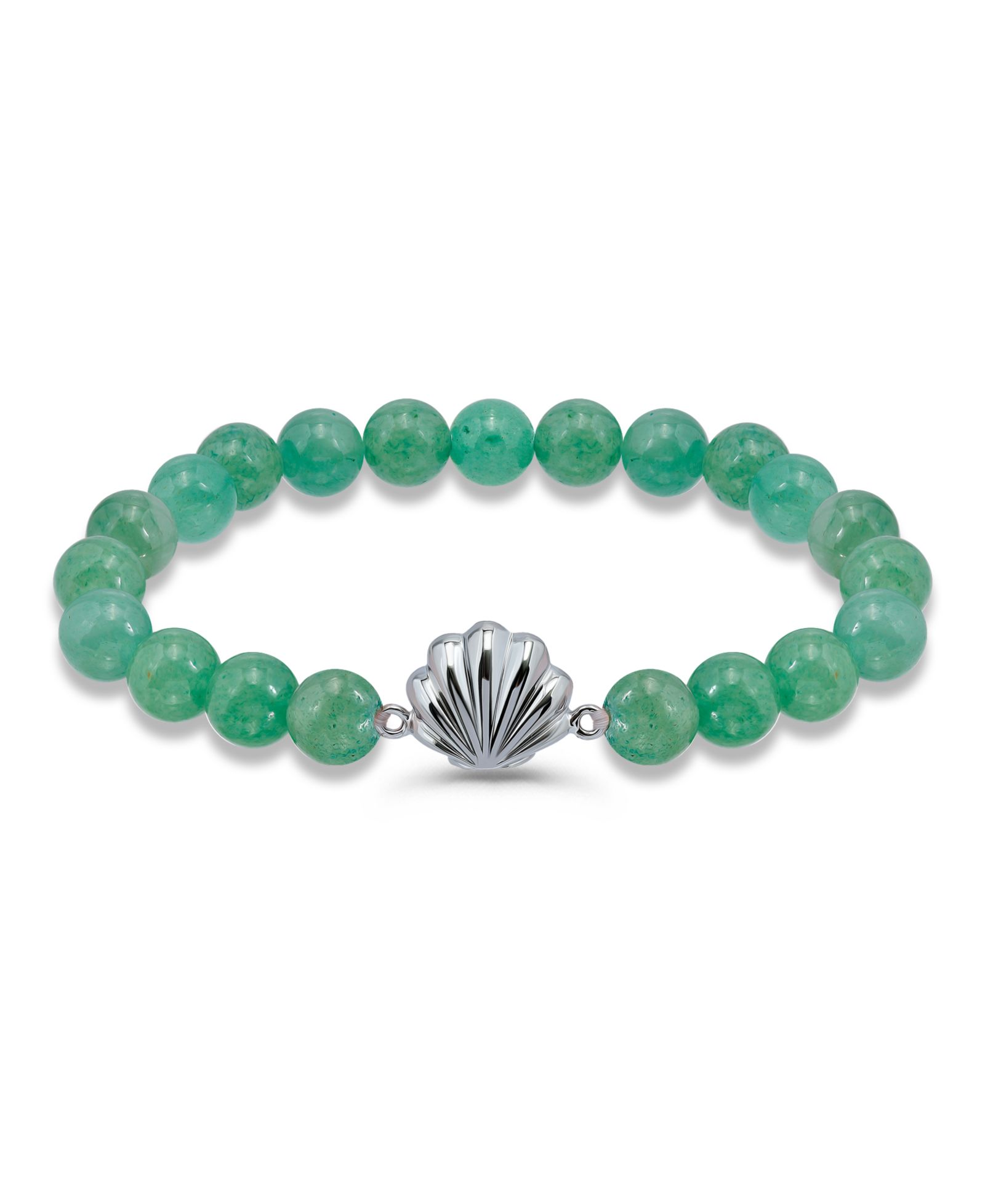 Macy's Howlite Chrysocolla Beads and Dolphin Charm Station Silver Plated Stretch Bracelet