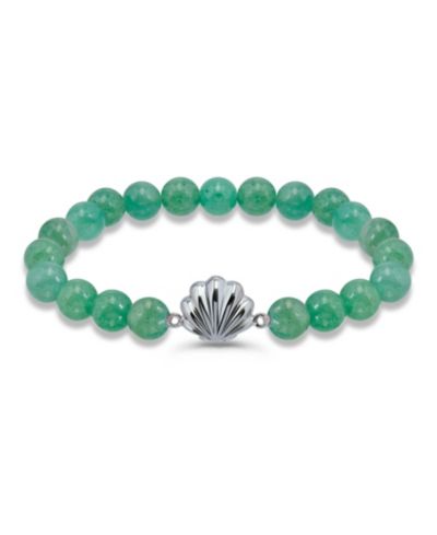 Macy's Howlite Chrysocolla Beads and Dolphin Charm Station Silver Plated Stretch Bracelet