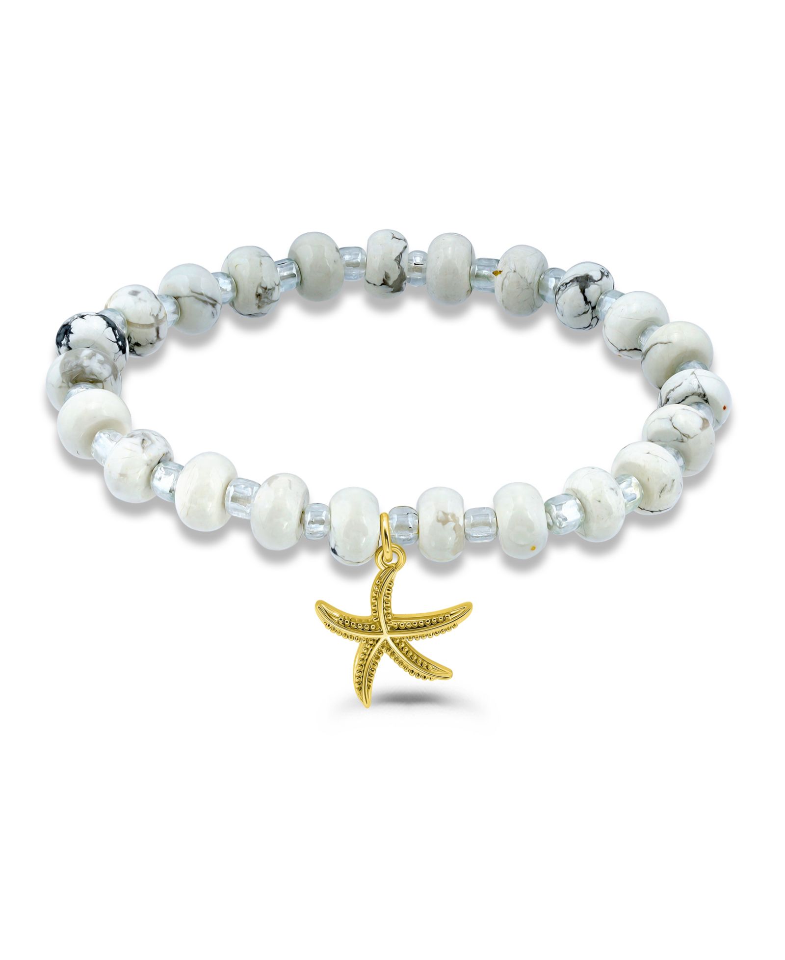Браслет Macy's Howlite Rondelle and Starfish Silver Plated