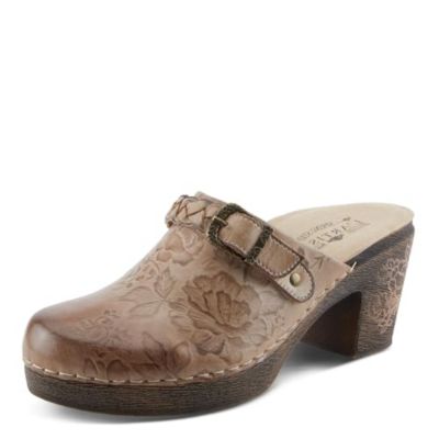 Сандалии L'Artiste Calliroe Open-Back Clogs | Кожаные слипоны с ручной росписью и цветочными деталями