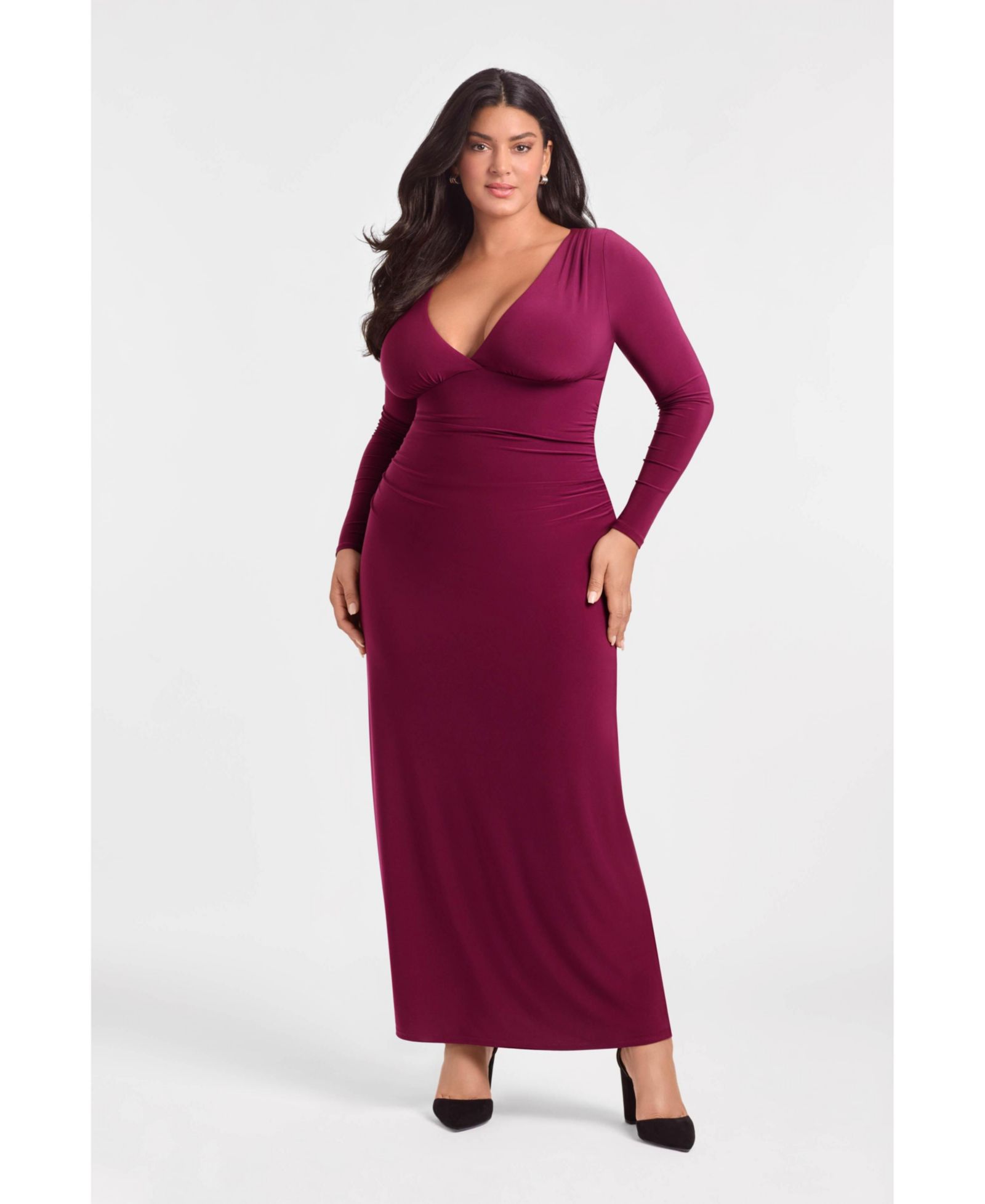 Женское утягивающее платье S3 Apparel Sculpting Shapewear Shirred V-Neck Maxi