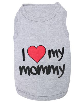 Parisian Pet I Love Mommy Dog  T-shirt  Gray