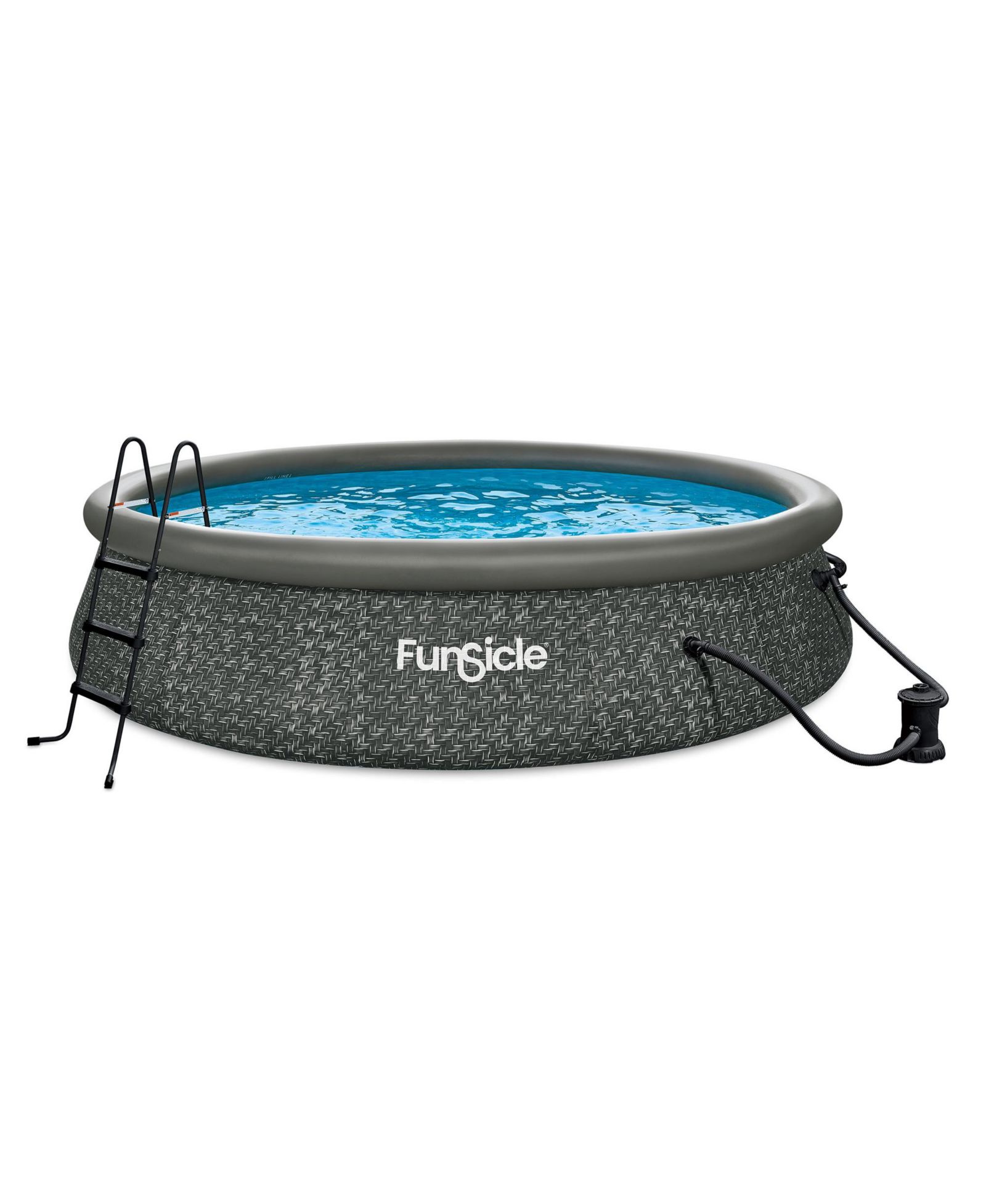 Funsicle 14' x 36" QuickSet Ring Top Above Ground Swimming Pool Dark Herringbone
