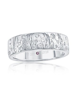 Suzy Levian New York кольцо с широкой полосой, кубический цирконий, текстура дерева