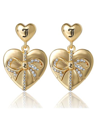 Серьги Juicy Couture Double-Heart Bow Gold-Tone с кристаллами