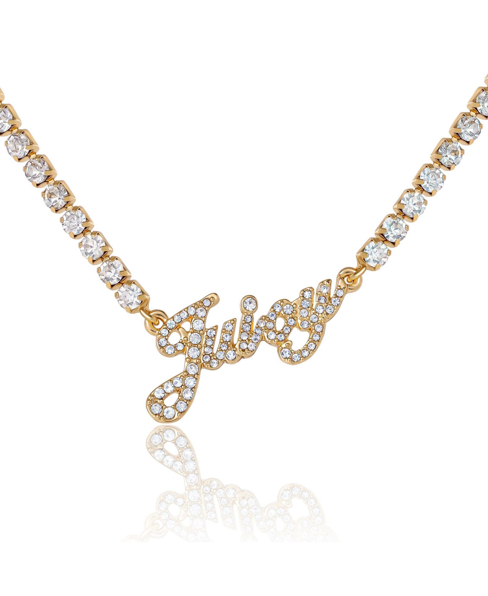 Juicy Couture ожерелье с цепью и камнями Pave Logo Script