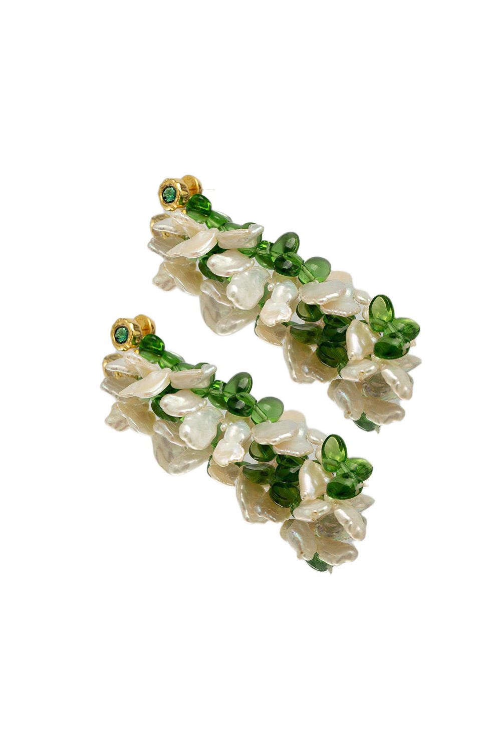 Серьги Classicharms с жемчугом Midori Pearl, лепестками и гранатами
