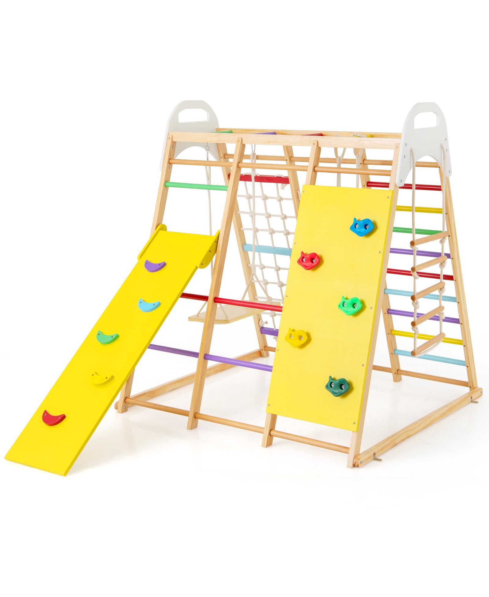 Детский игровой комплекс HONGGE 8-in-1 Wooden Jungle Gym с горкой, перекладинами и стеной для лазания