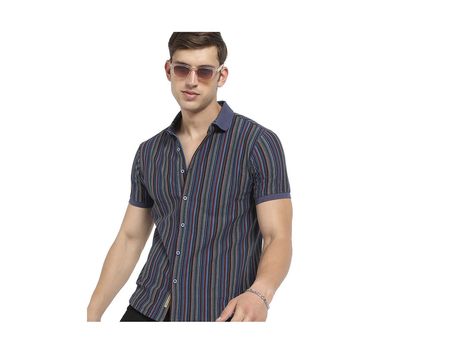 Campus Sutra Men's Multicolour Contrast Knitted Shirt
