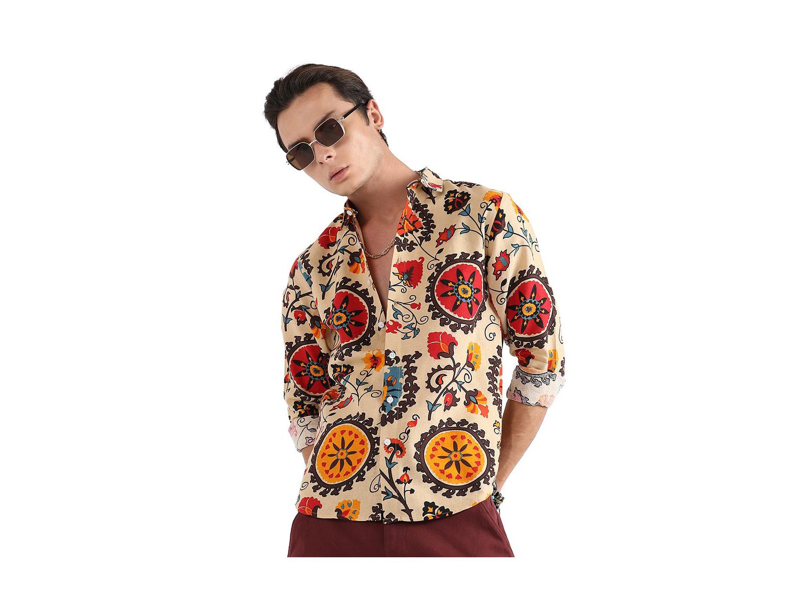Мужская рубашка Campus Sutra Multicolour Ethnic Floral